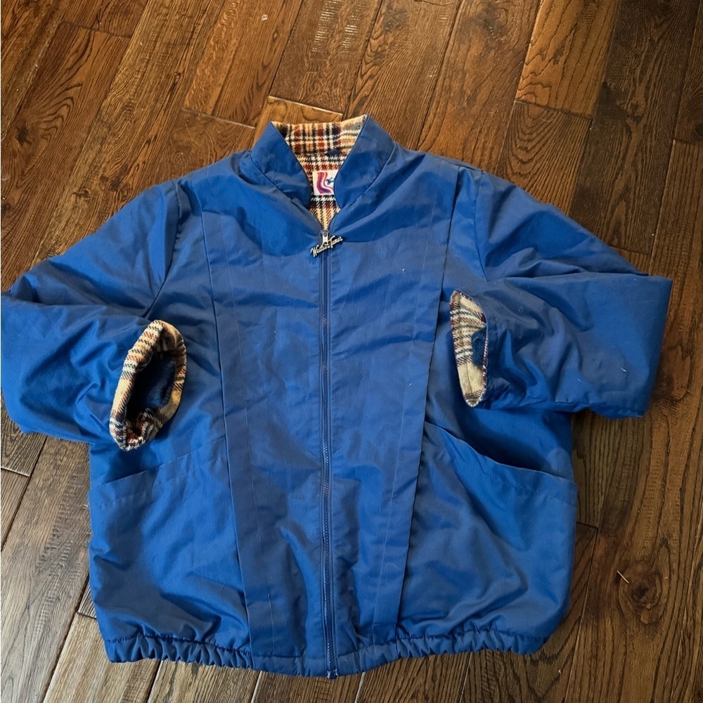 VTG WEATHER TAMER Women’s Blue Jacket with Plaid Lining Size XL
